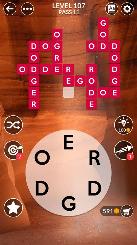 Wordscapes Level 107, Pass 11 .